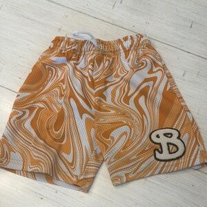 Kids Orange Swirl Athletic Shorts with 'B' Patch